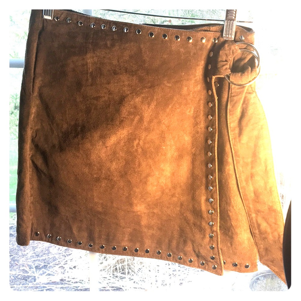 Suede wrap skirt.